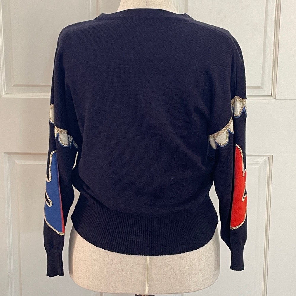 Escada Navy Blue Graphic Sweater - Picture 2 of 3